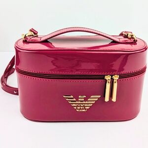 Emporio Armani Fragrances Glossy Magenta Vanity Case with Gold Hardware